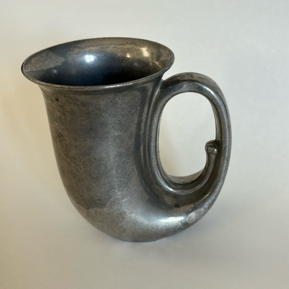 Vintage Duratale Leonard Italy Pewter Horn Handle Mug‎ Stein Vase